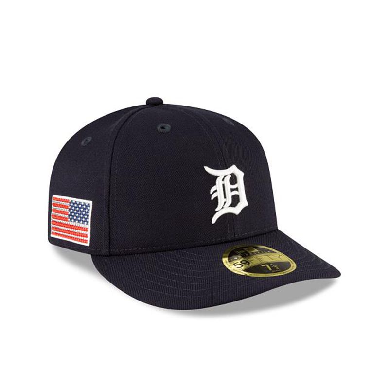 MLB Detroit Tigers Crystals From Swarovski Flag Low Profile 59Fifty Fitted (WGQ4275) - Blue New Era Caps